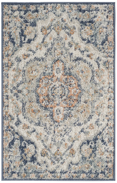 Elaziz Vintage Traditional Boho Oriental Blue, Ivory & Light Beige Rug - X-Small 60x90 cm (1'11'' x 2'11'')