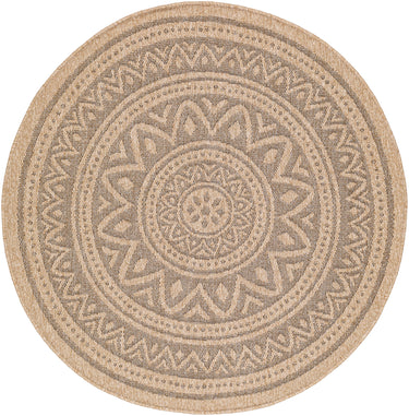 Encore Cottage Round Outdoor Beige, Tan & Black Rug - Design ENC2302 - Round 100x100 cm (3'3'' x 3'3'')