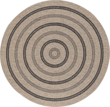 Encore Cottage Round Outdoor Beige, Tan & Black Rug - Design ENC2305 - Round 100x100 cm (3'3'' x 3'3'')