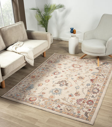 Alia 428GC Short Pile Beige Sand Polypropylene Traditional Modern Rug - Medium 120x170 cm (4'x5'6")