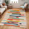 City CIT2339 Scandi Painted Stripes Orange Multicolour Washable Jute Polypropylene Abstract Rug - Large 160 x 220 cm (5'3"x7'2")