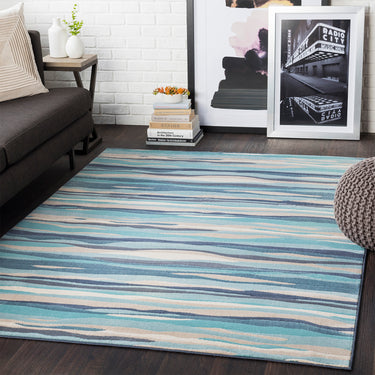 City Area Aqua Washable Jute Polypropylene Abstract Rug 160x220 cm