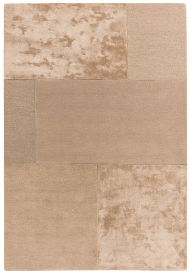 Asiatic London Tate Blocks Sand Beige Natural Hand-Carved Wool Viscose Geometric Rug - Medium 120x170 cm (4'x5'6")