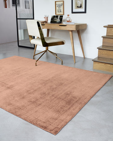 Blade Plain Silky Hand Woven Viscose Soft Shiny Rug Runner in Earth - Medium 120x170 cm (4'x5'6")