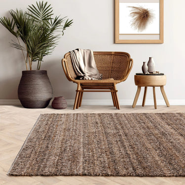 Abbus Boucle Hand Woven Flatweave Modern Plain Rug in Tawny Brown - Medium 120x170 cm (4'x5'6")