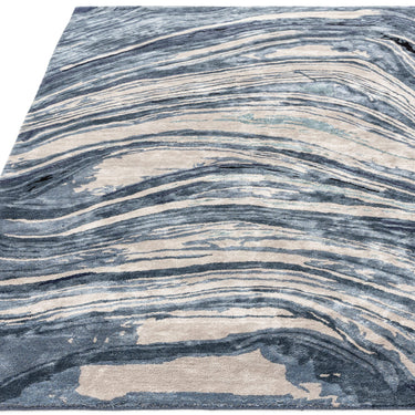 Tuscany Silk Lazulite Marble Rug Premium Hand Woven Luxury Abstract Shiny Blue Rug - XX-Large 240x340 cm (8'x11'2")