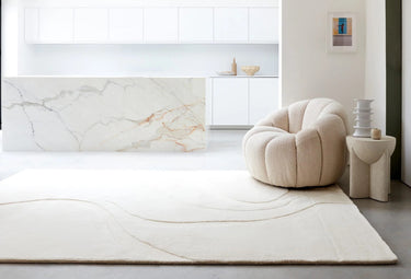 Olsen Glide Bohomian Hand Carved Sustainably New Zeland Wool Cream White Rug - Medium 120x170 cm (4'x5'6")