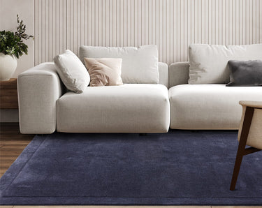 Asiatic London Rise Soft Silky Shiny Navy Blue Hand-Carved Wool Viscose Cotton Rug - Medium 120x170 cm (4'x5'6")