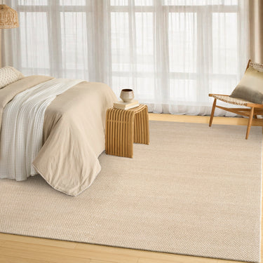 Pebble Soft Ivory Taupe By Handmade Wool Textured Flatweave Rug - 160 x 221 cm (5'3"x7'3")