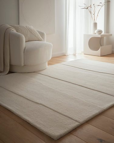 Origins Sculptured Rock Tufted Cream Wool Textured Modern Rug - X-Large 200x290 cm (6'7"x9'6")
