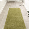 Origins My Olive Green Washable Non-Slip Polypropylene Shaggy Rug - Runner 67x300 cm (2'3"x10')