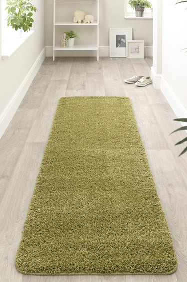 Origins My Olive Green Washable Non-Slip Polypropylene Shaggy Rug - Runner 67x300 cm (2'3"x10')