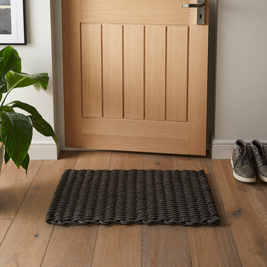 Didsbury Braided Rope Doormat Rug for Home Entry Entrance Balcony Conservatory Kitchen Hallways Dirt Mud Scraping Hand Woven Reversible Floor Mat Doormat in Charcoal Grey - 45x75