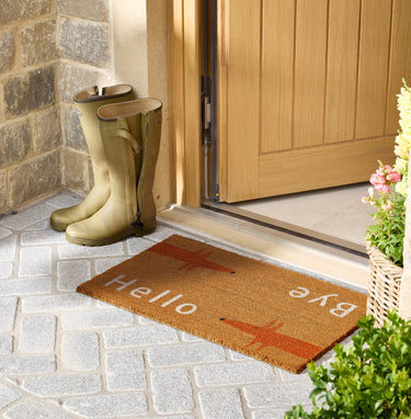 Scion Mr Fox Hi Bye Orange and Natural Coir Doormat 45x75 cm