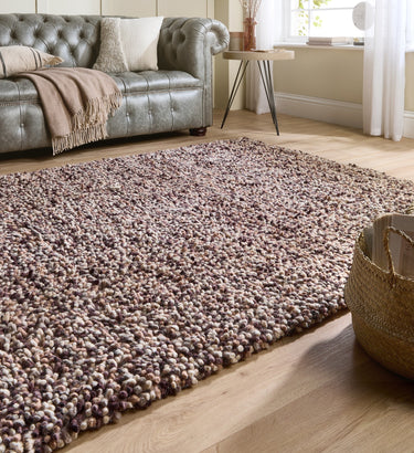 Origins Rocks Shaggy Hand Woven Wool Long Pile Rugs in Natural - Small 80x150 cm (2'6"x5')