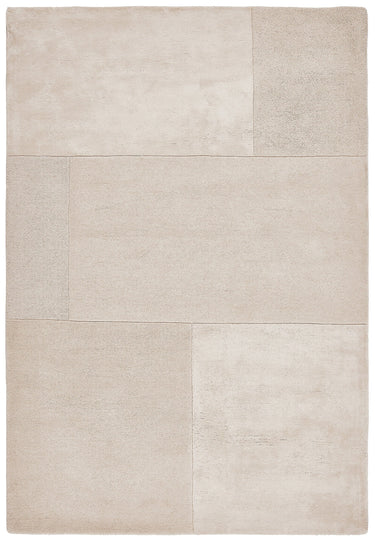 Asiatic London Tate Blocks Ivory Hand-Carved Wool Viscose Geometric Rug - Medium 120x170 cm (4'x5'6")