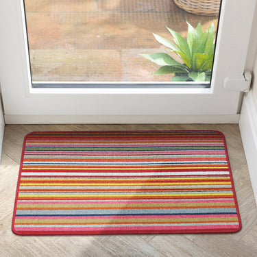 My Mat Stain Resistant Washable Home Entrance, Kitchen, Hallway, Entryway Non-Slip Rug Candy in Multi Bright Stripe Colours - 50x80 cm (1'8"x2'7")