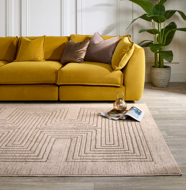 Calacatta Lines Natural Maze By Traditional Geometric Modern Rug - Small 80x150 cm (2'6"x5')