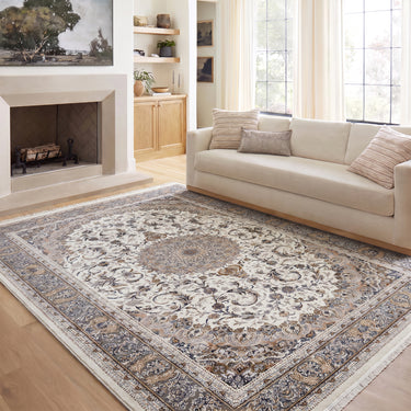 Royality ROY101 Cream Traditional Bordered Persian-Style Rug - 250 x 350 cm (8'3"x11'6")