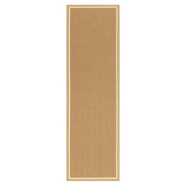 Asiatic London Bordo Sisal Linen Cream Border Herringbone Pattern Natural Beige Jute Cotton Textured Flatweave Rug - Runner 68 × 240 cm (2'3"x7'10")