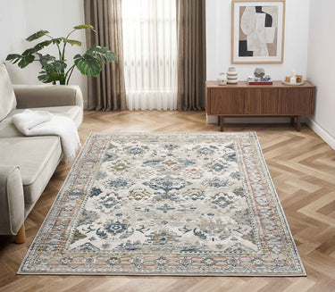 URCO Nova Lilian Cream Distressed Kilim Polypropylene Persian Traditional Vintage Hallway Runner Rug - Small 80x150 cm (2'6"x5')