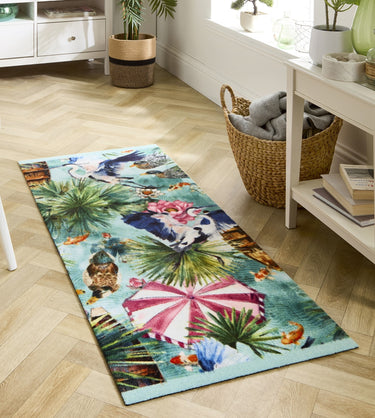 My Studio Lux Parasols Non-Slip Kitchen Home Entrance Runner Hall Rug in Multi Colours 65x150 cm
