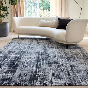 Asiatic London Kuza Black Polypropylene Abstract Textured Distressed Rug 120x170 cm