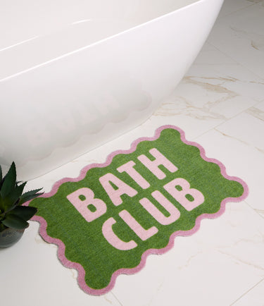 Dip and Drip Bathroom Bath Club Washable Non-Slip Bordered Rug 50x75 cm