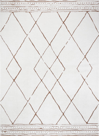 Freud Modern High Pile Berber Brown, Ivory & Terracotta Rug - Large Plus 160x213 cm (5'3'' x 7')
