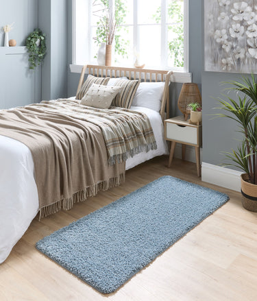 My Denim Blue Washable Non-Slip Polypropylene Shaggy Rug - Runner 67x150 cm (2'3"x5')