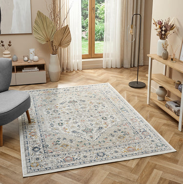 URCO Nova Nico Cream Polypropylene Traditional Vintage Bordered Rug - X-Small 40x60 cm (1'3"x1'11")