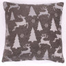 Christmas Sparkle Trees & Reindeer Soft Cushion in Grey 45x45 cm