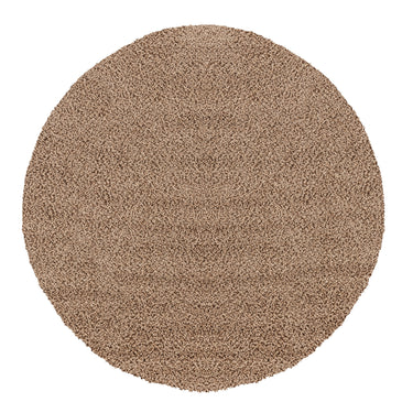 Fivelands Shaggy Solid Color Beige Rug - Round 120x120 cm (3'11'' x 3'11'')