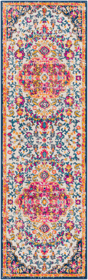 Floransa Vintage Traditional Boho Runner Oriental Pink, Gray & LightBeige Rug - Runner 80x220 cm (2'7'' x 7'3'')