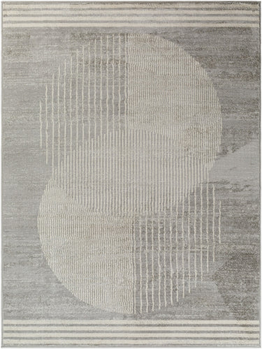 Floransa Geometric Modern Skandi Grey & Light Beige Rug - Design FSA2375 - Medium 120x170 cm (3'11'' x 5'7'')