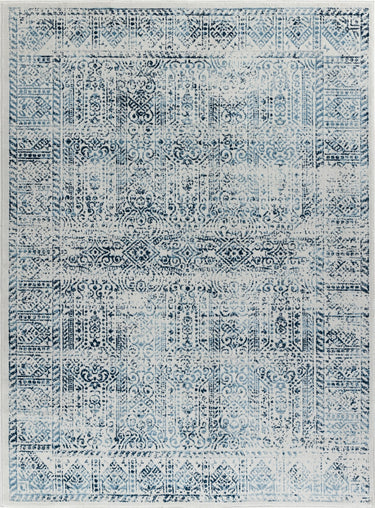 Floransa Vintage Traditional Boho Oriental Blue & White Rug - Medium 120x170 cm (3'11'' x 5'7'')