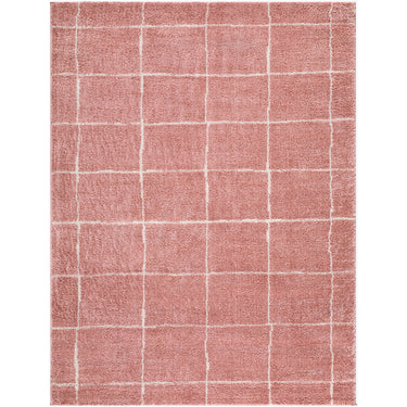 Fossay Washable Shaggy Pink, Rose & Ivory Rug - Design FSG2351 - Large Plus 160x213 cm (5'3'' x 7')
