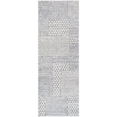 Architect III Galey Alix Modern Graphic High Pile Runner Black & Ivory Rug - Runner 80x220 cm (2'7'' x 7'3'')