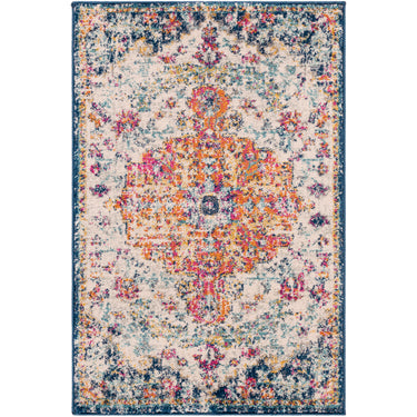 Harput Vintage Traditional Boho Oriental Yellow, Aqua & Off-White Rug - X-Small 60x90 cm (1'11'' x 2'11'')