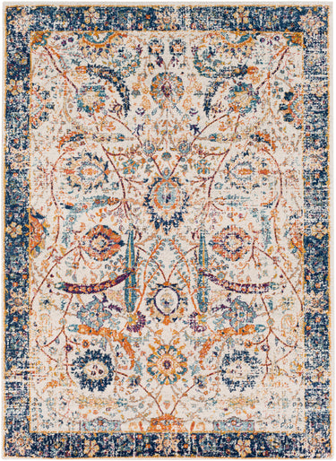 Harput Vintage Traditional Boho Oriental Blue, Navy & Burnt Orange Rug - Medium 120x170 cm (3'11'' x 5'7'')