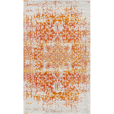 Harput Vintage Traditional Boho Oriental Orange, Burnt Orange & Medium Grey Rug - Small 80x150 cm (2'7'' x 4'11'')