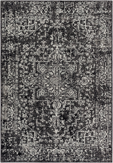 Harput Vintage Traditional Boho Oriental Black, Charcoal & Light Slate Rug - Medium 120x170 cm (3'11'' x 5'7'')