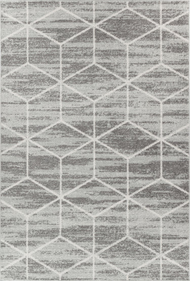 Harput Skandi Geometric Grey, White & Silver Rug - Design HAP1147 - Medium 120x170 cm (3'11'' x 5'7'')
