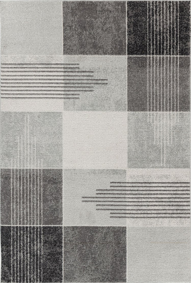 Harput Skandi Geometric Grey, Charcoal & White Rug - Medium 120x170 cm (3'11'' x 5'7'')