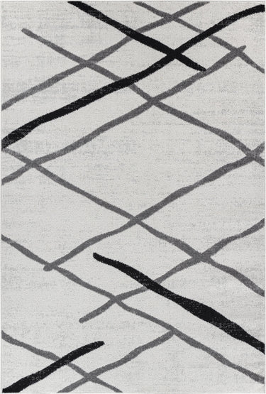 Harput Skandi Geometric Grey, Black & White Rug - Large Plus 160x220 cm (5'3'' x 7'3'')