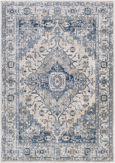 Jolie Traditional Vintage Oriental Blue, Medium Gray & T an Rug - Large Plus 160x220 cm (5'3'' x 7'3'')