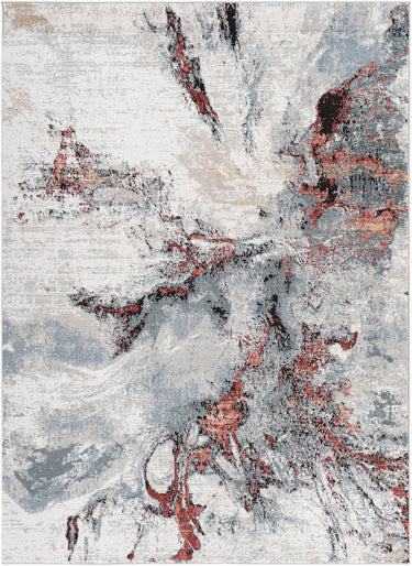 Jolie Abstract Marble Modern Grey, Burgundy & Rose Rug - Large Plus 160x220 cm (5'3'' x 7'3'')