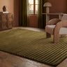 Linie Forest Green Hand-Woven Wool Ribbed Textured Rug - lifestyle view