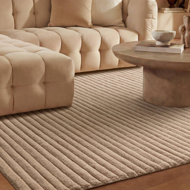 Linie Putty Hand-Woven Wool Ribbed Textured Rug - lifestyle view