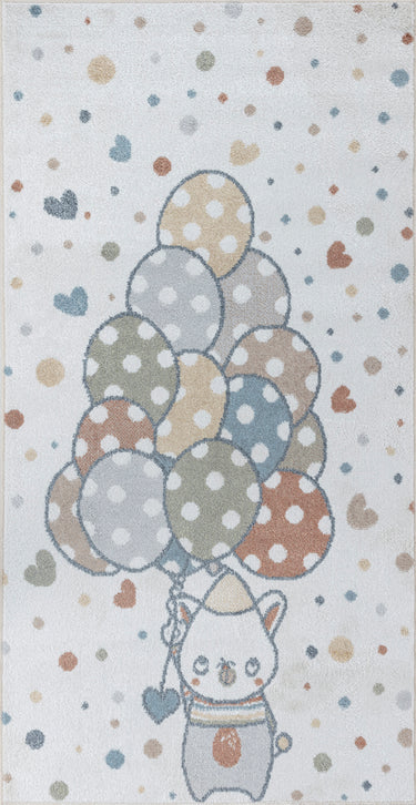 Lillian Kids Washable Multicolour, Beige & Burnt Orange Rug - Design LLL2340 - Small 80x150 cm (2'7'' x 4'11'')